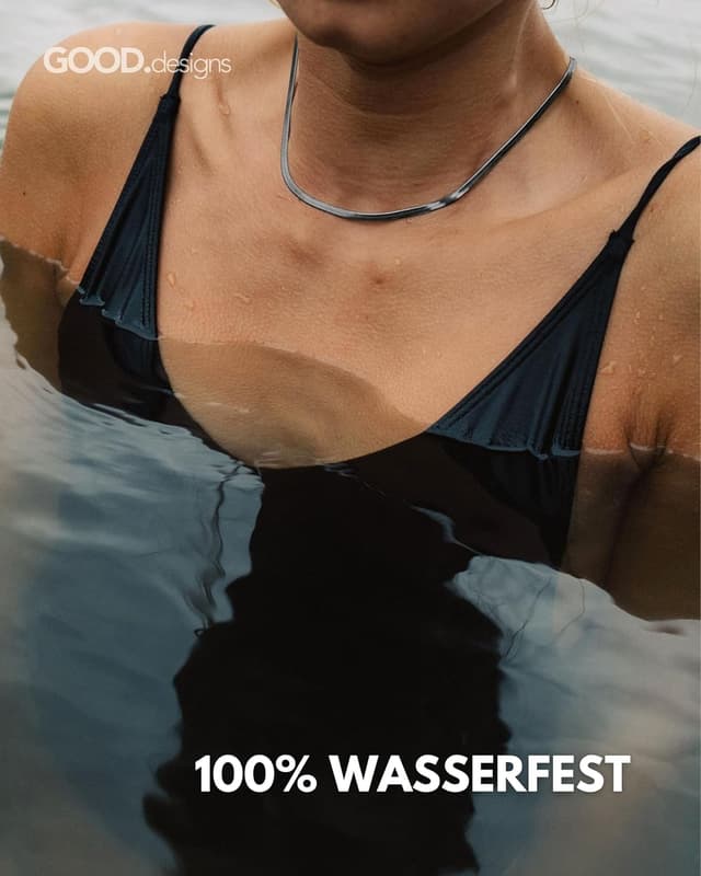 Detalle de GD GOOD.designs Schlangenkette Damen – flache Halskette ohne Anhänger aus Edelstahl (wasserfest, verstellbar 38–45 cm)