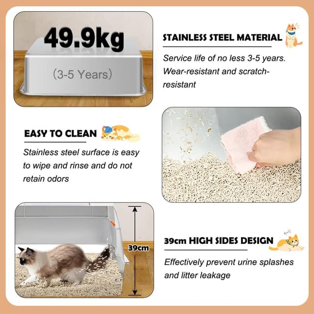 Detalle 2 de Vivifying Katzenklo Edelstahl XL 60 x 40 cm