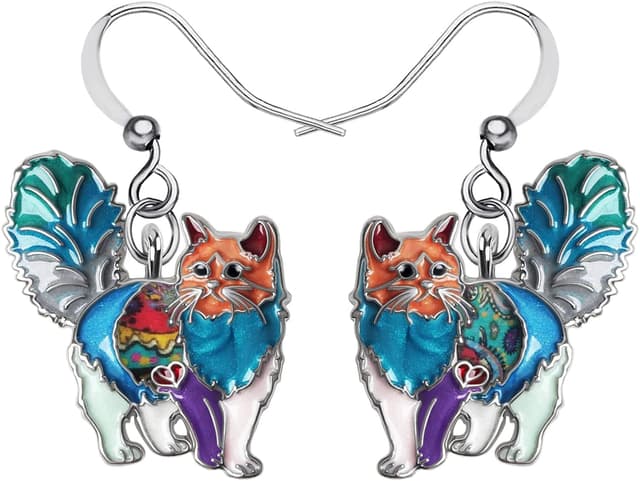 Detalle de Boucles d’oreilles chat chaton en alliage et émail (sans nickel) – petit pendentif pour femmes et filles