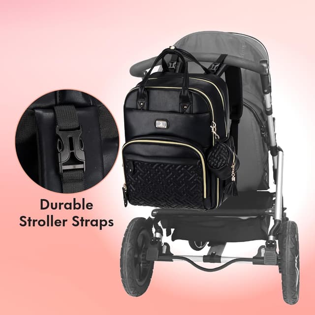 Detalle 2 de Dikaslon Changing Bag Backpack (Large) with Portable Changing Mat, Pacifier Holder & Stroller Straps