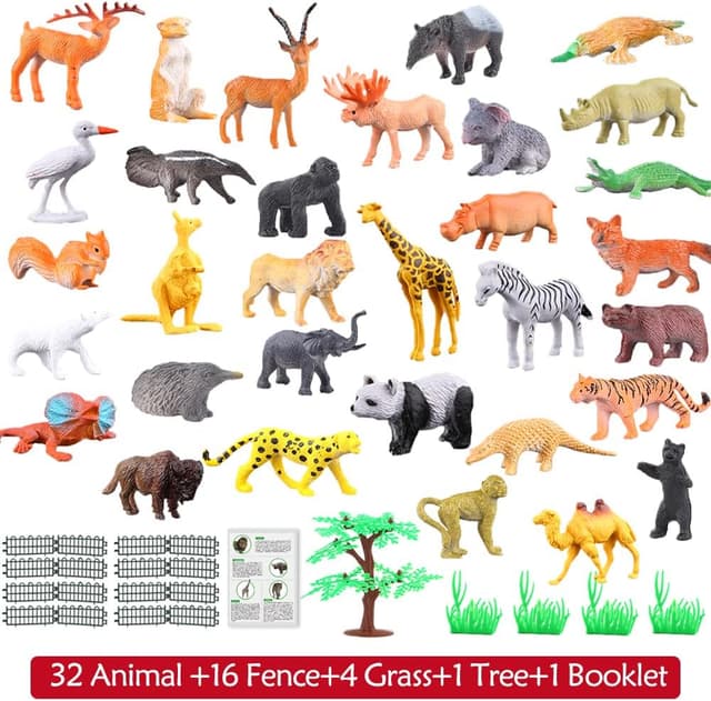 Detalle de 54-Piece Mini Jungle Animals Figure Set (Plastic Wild Animals Toys) for Kids Toddlers