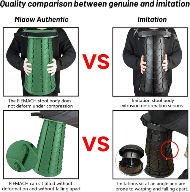 Detalle de Hesanzol tragbarer Teleskophocker mit einziehbarem Klappdesign, verstellbar bis 180 kg Traglast