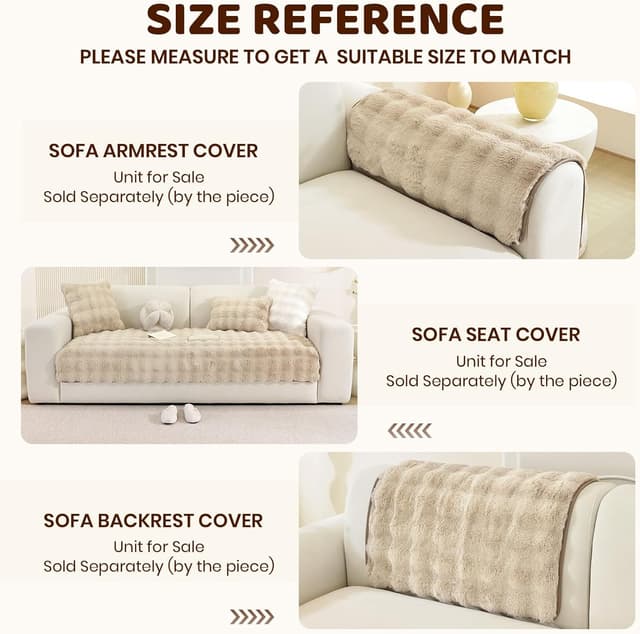 Thumbnail 6 de Housse de canapé Royhom en peluche épaisse antidérapante (kaki clair, 70 x 150 cm)