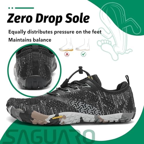 Detalle de SAGUARO Barefoot minimalistas para training y trail (negro tinta) – talla 45 EU