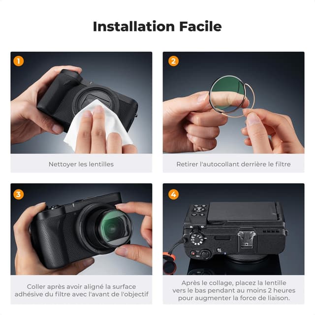 Detalle de K&F Concept kit filtre UV Black-Mist 1/4 + bague adaptatrice (compatible Canon PowerShot V1)