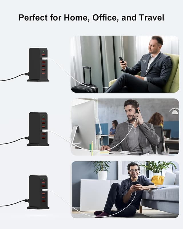 Detalle de Multi USB charger tower 50W, 6 ports