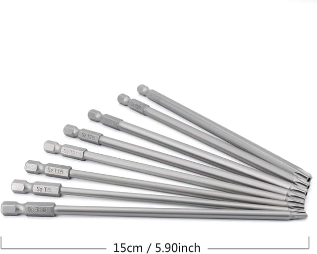 Thumbnail 6 de 8-teiliger Torx-Langbit-Satz (1/4") magnetisch – Sternkopf-Bits, 150 mm, T8 bis T40