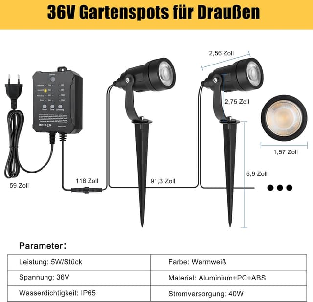 Detalle de COOLWEST Gartenstrahler Set 8er mit 20 m