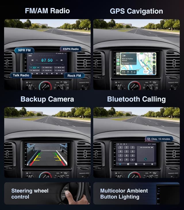 Thumbnail 6 de AINAVI 7-inch Android Double Din Car Radio with CarPlay/Android Auto, 2+32G, 48B EQ & DSP, Backup Camera Input