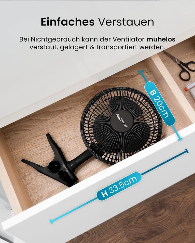 Thumbnail 6 de Pro Breeze Mini Ventilator mit Clip (20 cm) – Tisch- & Growbox-Lüfter mit 2 Geschwindigkeitsstufen