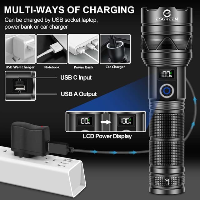 Thumbnail 5 de Rechargeable Torches LED Super Bright 500000 Lumens torch 🔦