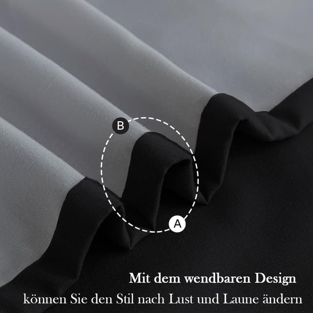 Detalle de Nesture Bettwäsche 135x200 (4-teilig) Schwarz/Grau aus Microfaser, wendbar & bügelfrei