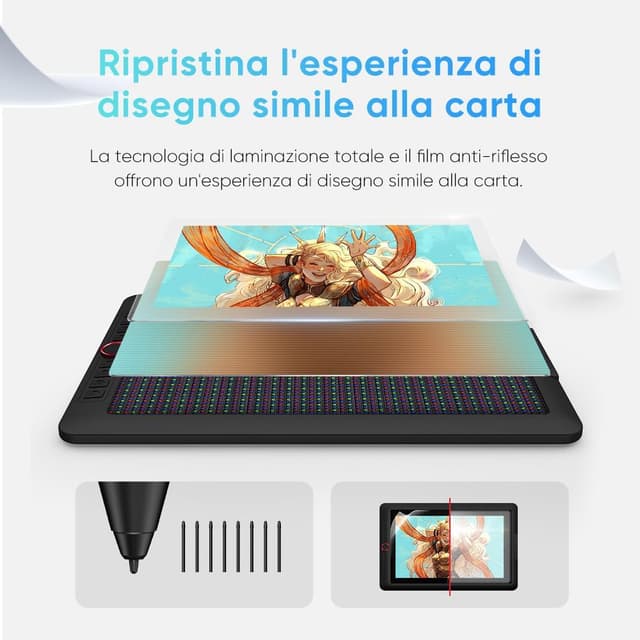 Detalle de XPPen Artist 13.3 Pro V2 – Tavoletta grafica con schermo da 13,3” e 16.384 livelli di pressione, per Windows, ChromeOS e altro