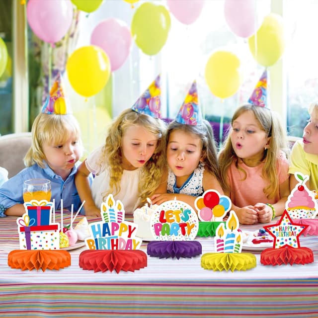 Thumbnail 4 de Happy Birthday Decorations Set 9 Honeycomb Centerpiece ๐