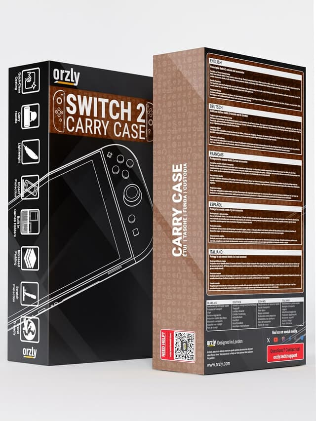 Detalle de Orzly Tragetasche für Nintendo Switch 2 (2025) – Hartschalenetui mit 7,9-Zoll Displayschutz und Organizer