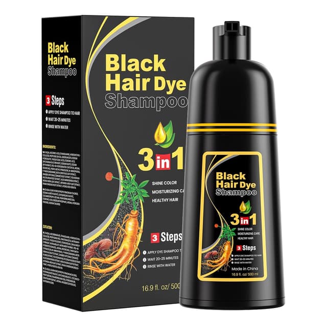 Detalle de JUANCHI Schwarzes Haarfärbeshampoo 3-in-1 für graues Haar – Haarfärbeshampoo Schwarz, 500 ml