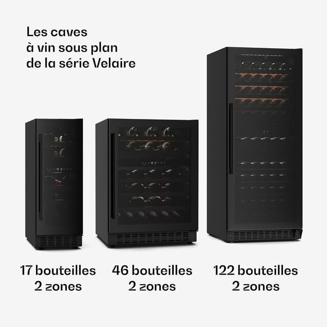 Detalle de Klarstein Velaire Cave à Vin 2 Zones 46 bouteilles encastrable ou pose libre