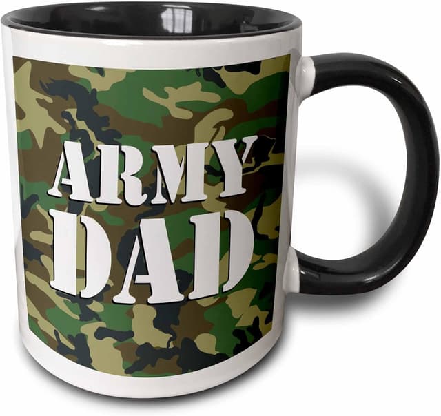Detalle de 3dRose Army Dad Green Camouflage Two-Tone Black 11oz Mug