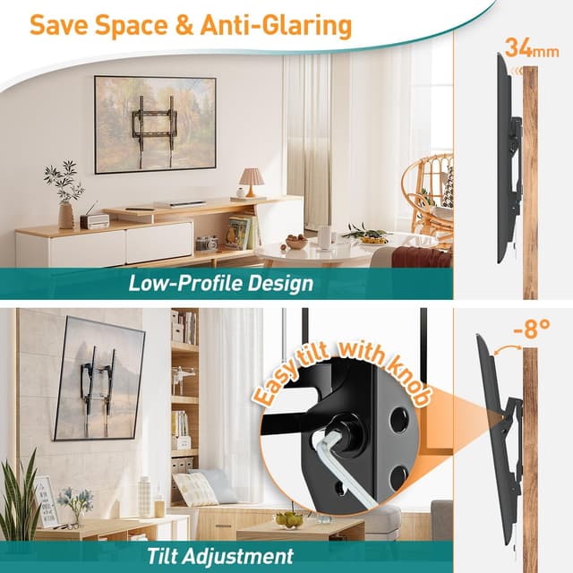 Thumbnail 1 de ELIVED EV3036 Tilt TV Wall Bracket 45KG