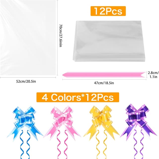 Detalle de Large cellophane hamper bags 12 pcs 70cm