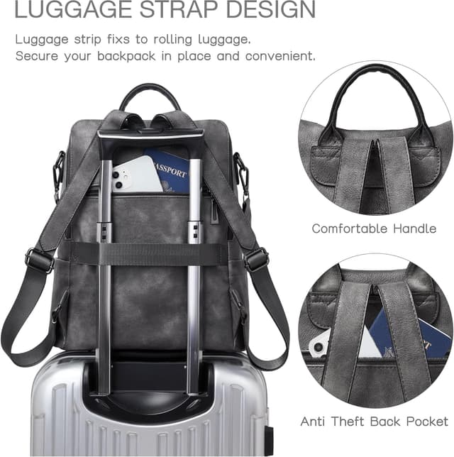 Detalle 2 de Shrrie Backpack Purse for Women – Convertible faux leather travel backpack bag