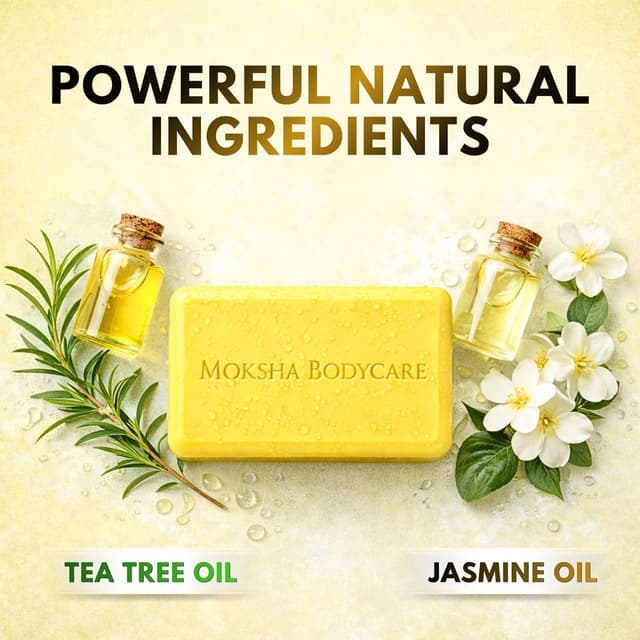 Detalle de Savon éclaircissant au théier et au jasmin Moksha – barre exfoliante visage et corps