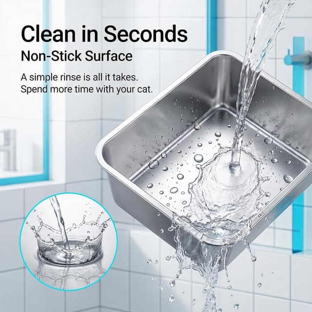 Thumbnail 6 de Suhaco Stainless Steel Cat Litter Tray 45 x 35 x 15 cm