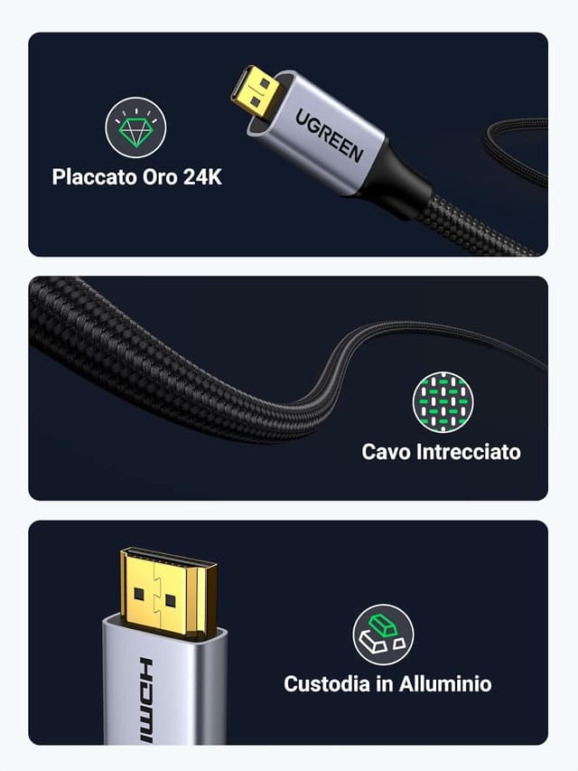 Thumbnail 4 de UGREEN Cavo Micro HDMI 2 m 4K 60Hz per fotocamera