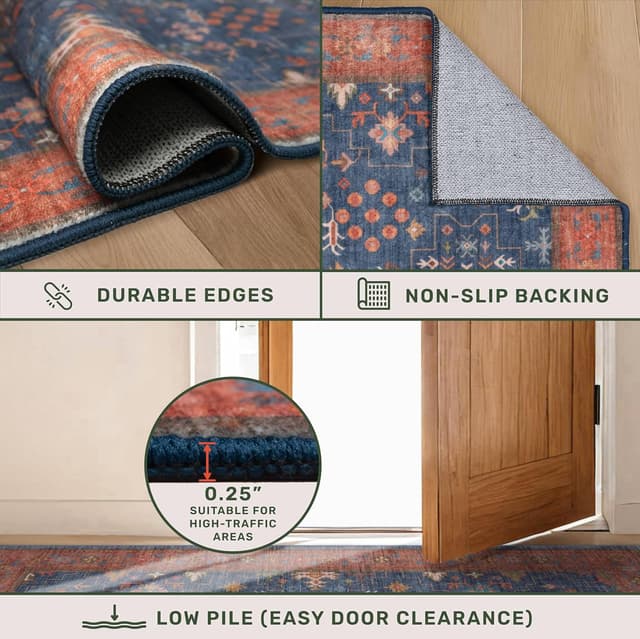 Thumbnail 4 de Hazo Haus Oversized Floral Rug 10x14 in Navy