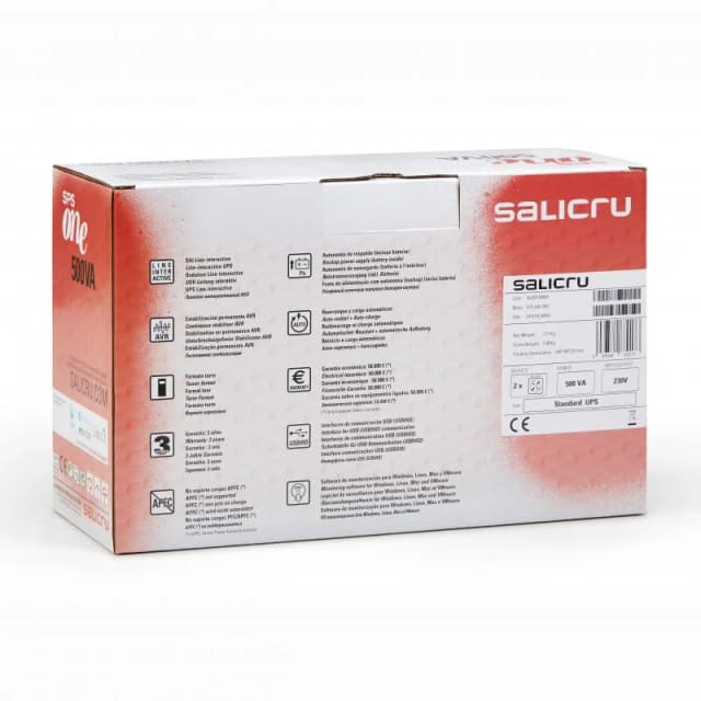 Detalle de Salicru SPS One 700VA 360W (minitorre line-interactive) con USB para proteger y apagar tu PC