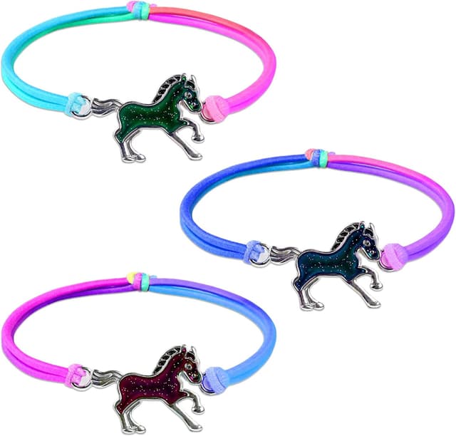 Detalle de Bracelet d’humeur thermochromique Flintronic pour enfants, pendentif cheval arc-en-ciel