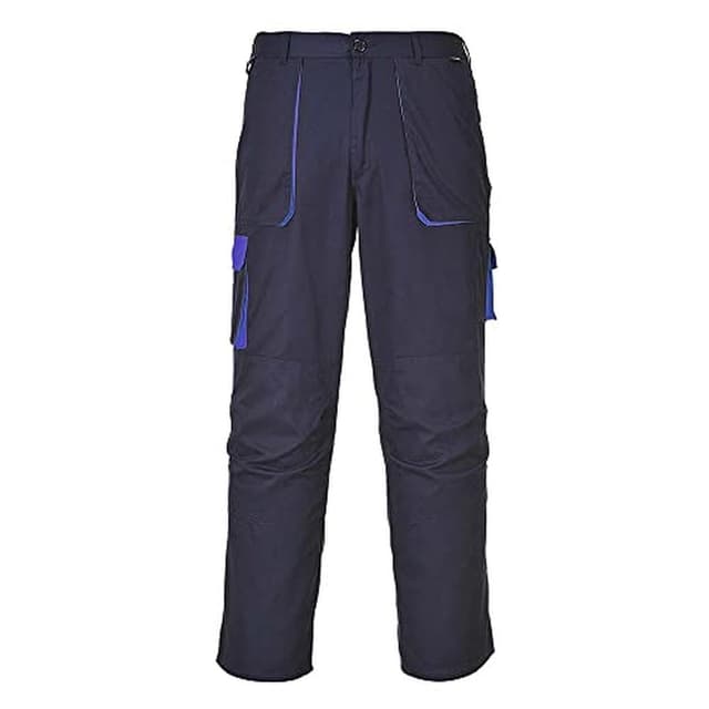 Detalle de Portwest Contrast Trousers Navy (XL) – pantaloni da lavoro in cotone con UPF 40+ e ginocchiere separate