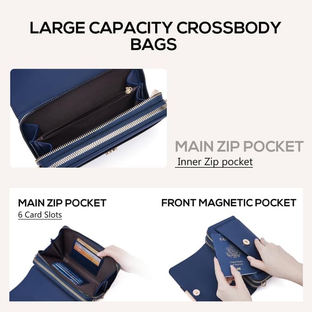 Detalle de Roulens Small Crossbody Phone Bag for Women – PU leather phone pouch with adjustable strap and card slots