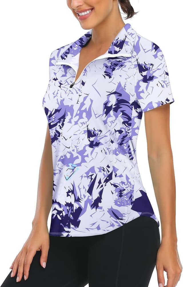 Thumbnail 6 de Syphiby women’s 1/4 zip polo gym top (short sleeve, moisture wicking) for training and golf