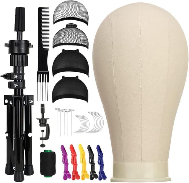 Imagen de SZCY 22 Inch Canvas Mannequin Wig Head with Stand en OfertitasTOP
