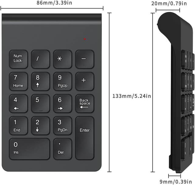 Detalle de cimetech Mini tastierino numerico wireless 2.4G con ricevitore USB da 18 tasti per laptop e PC