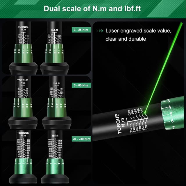 Detalle 1 de Uharbour torque wrench set 3-230 Nm