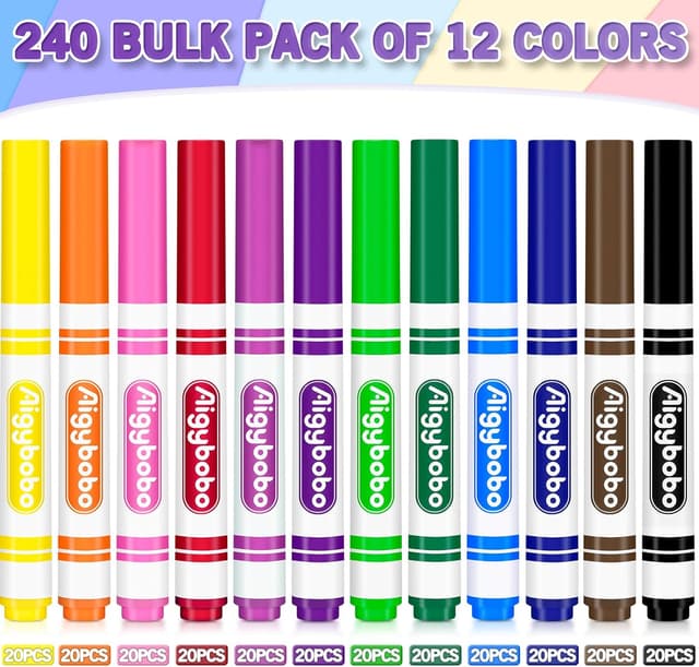 Thumbnail 1 de Aigybobo 240 Count Washable Markers Bulk