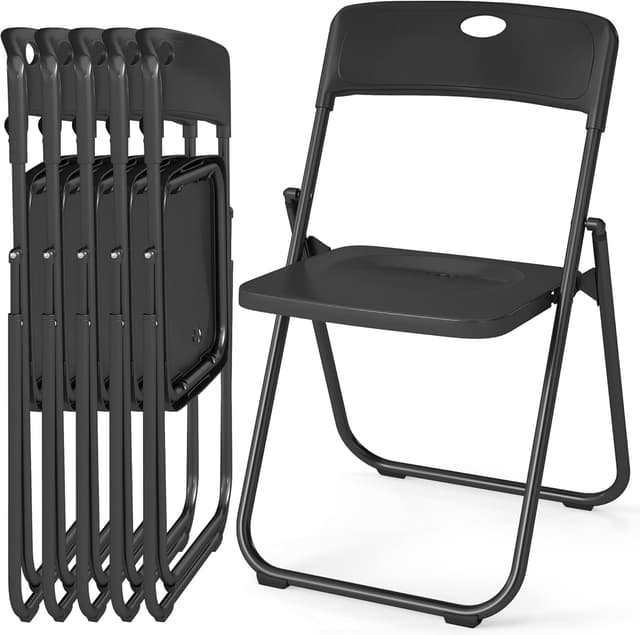 Detalle de Set 6 sedie pieghevoli HDPE 160 kg nero