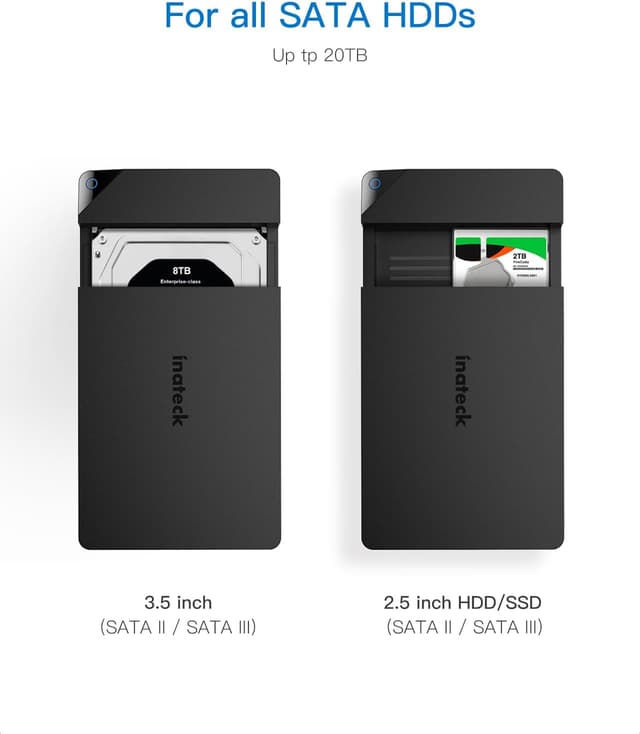 Detalle de Inateck 3,5" USB-3.0-Festplattengehäuse für SATA HDD/SSD bis 20 TB mit UASP