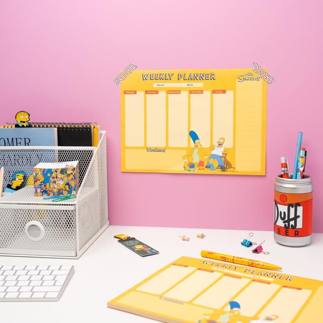 Detalle de Gruppo Erik Weekly Planner A4 The Simpson, planning settimanale orizzontale con 54 fogli a strappo