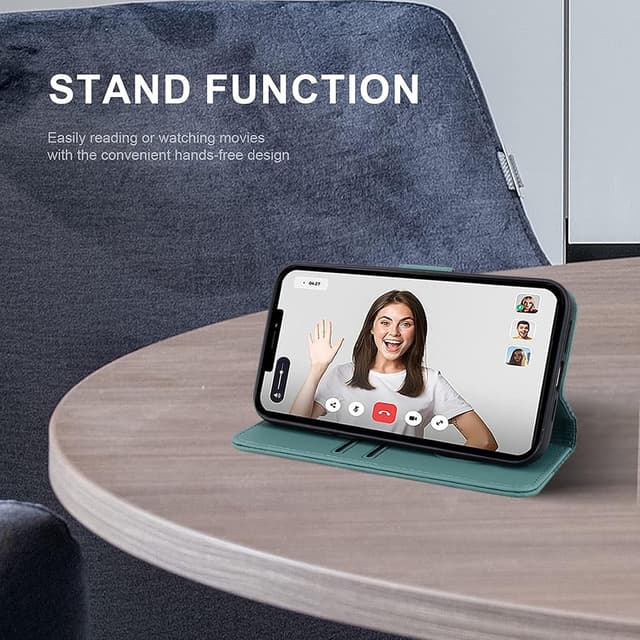 Detalle 2 de Rostsant Handyhülle für Sony Xperia 10 VI – Premium PU Leder Flip Case mit Kartenfächern (Grün)