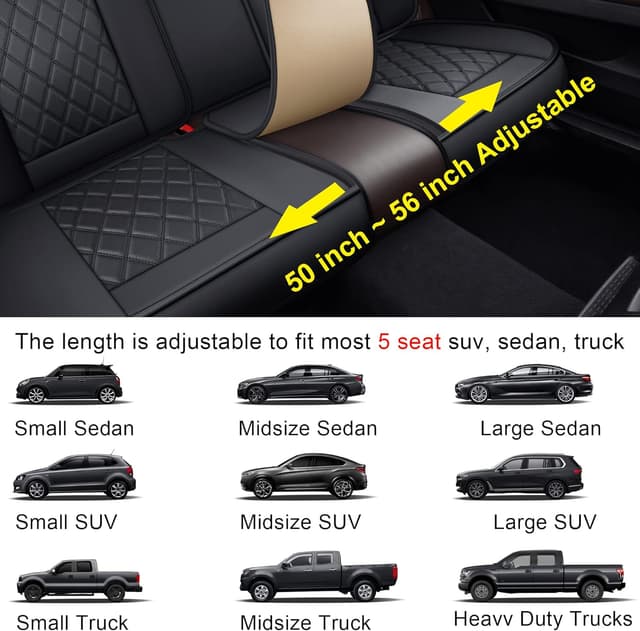 Detalle de MIROZO Seat Covers Full Set (Front & Back) — Waterproof Black Car Seat Protectors for Most Sedans, SUVs, Trucks & More
