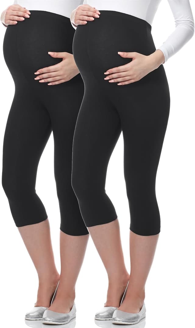 Detalle 2 de Be Mammy Lot de 2 leggings 3/4 femme enceinte – tenue sport maternité