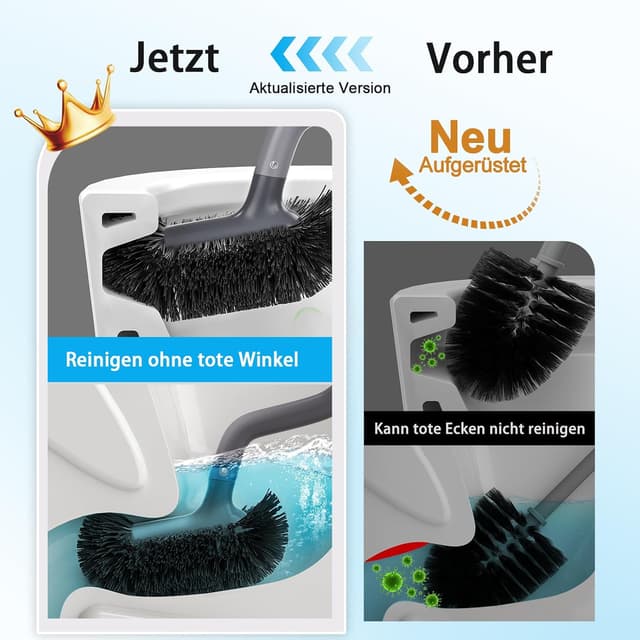 Detalle de Ensemble brosse de toilette avec support mural – Brosse WC grise pour salle de bain et WC d’invités