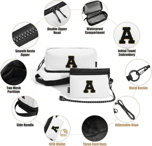 Detalle de A-Z BAG beauty case da viaggio con organizer e porta passaporto RFID – Nero