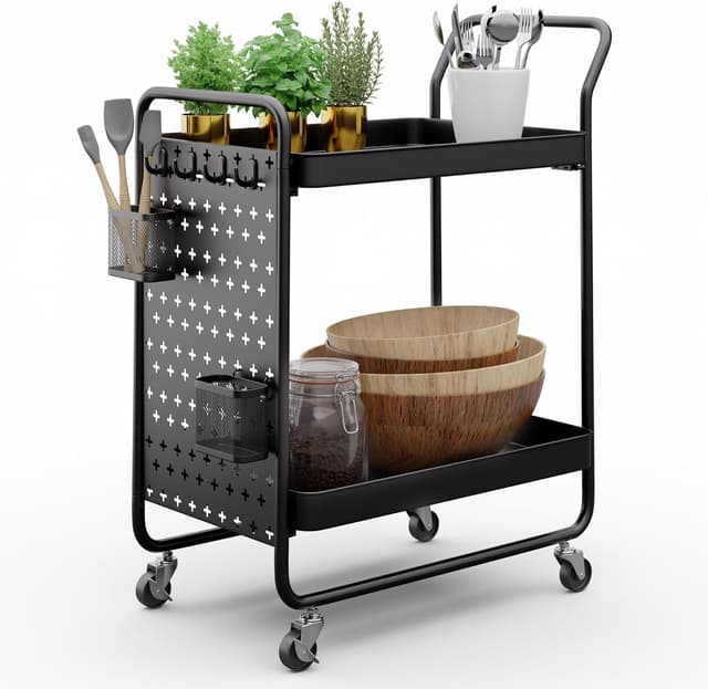 Detalle de Klarstein Desserte à roulettes compacte à 3 niveaux pour cuisine et bar