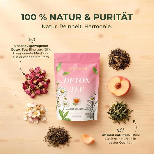 Detalle de 56 Tage Detox Tee zum Abnehmen – Fatburner Tee mit Grüntee, Oolong & Löwenzahn (vegan)