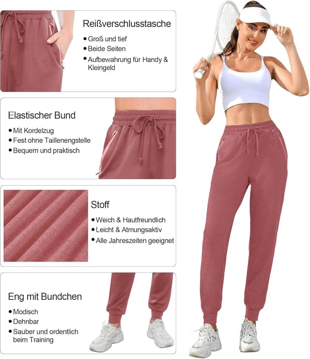 Detalle de Terecey Pantalon de jogging femme en coton (95% coton, 5% élasthanne) avec poches zippées