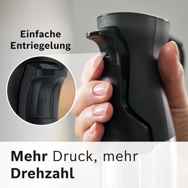 Detalle 2 de Bosch Stabmixer ErgoMaster Serie 6 MSM6M673 (1.000 W) – einhändig, 4 Edelstahl-Klingen, Keramik-Kupplung